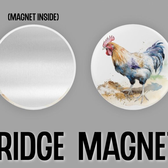 Watercolor Chicken Fridge Magnets Set Of 6 Metal Magnets For Home Office Kitchen - Picture 3 of 6